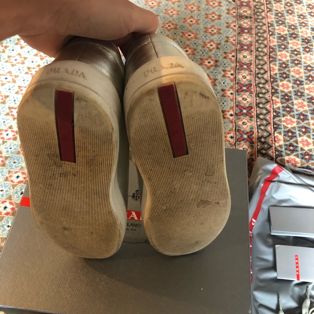 PRADA Metallic Leather Platform Sneakers 7.5 - Picture 12 of 12